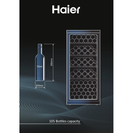 Haier Wine Bank 60 Serie 3 WS105GA Refroidisseur de vin compresseur Pose libre Noir 105 bouteille(s)