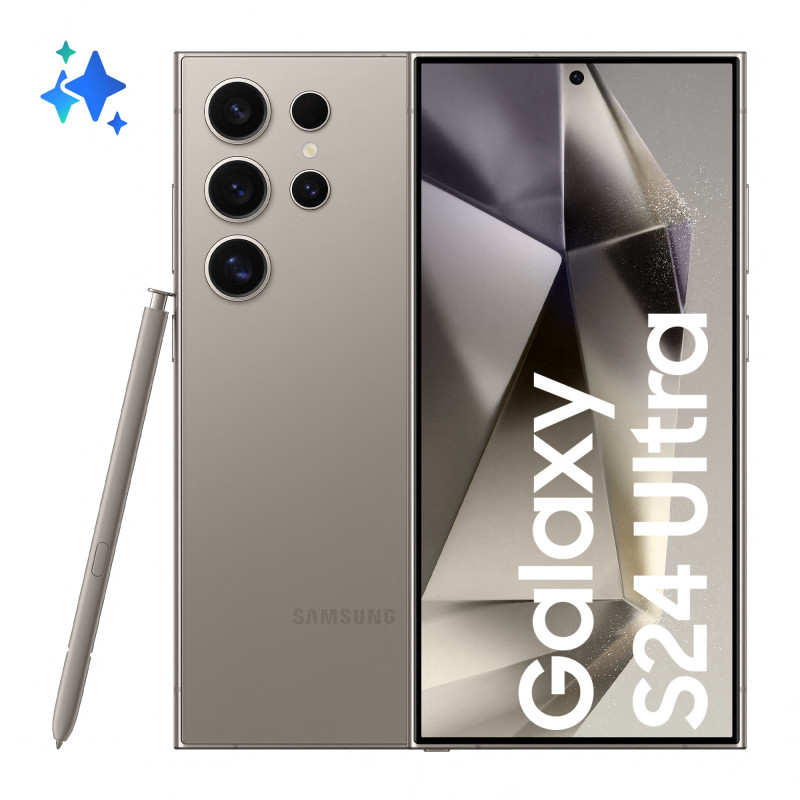 Samsung Galaxy S24 Ultra 17,3 cm (6.8") Double SIM 5G USB Type-C 12 Go 512 Go 5000 mAh Gris, Titane Samsung Galaxy S24 Ultra 17,3 cm (6.8") Double SIM 5G USB Type-C 12 Go 512 Go 5000 mAh Gris, Titane