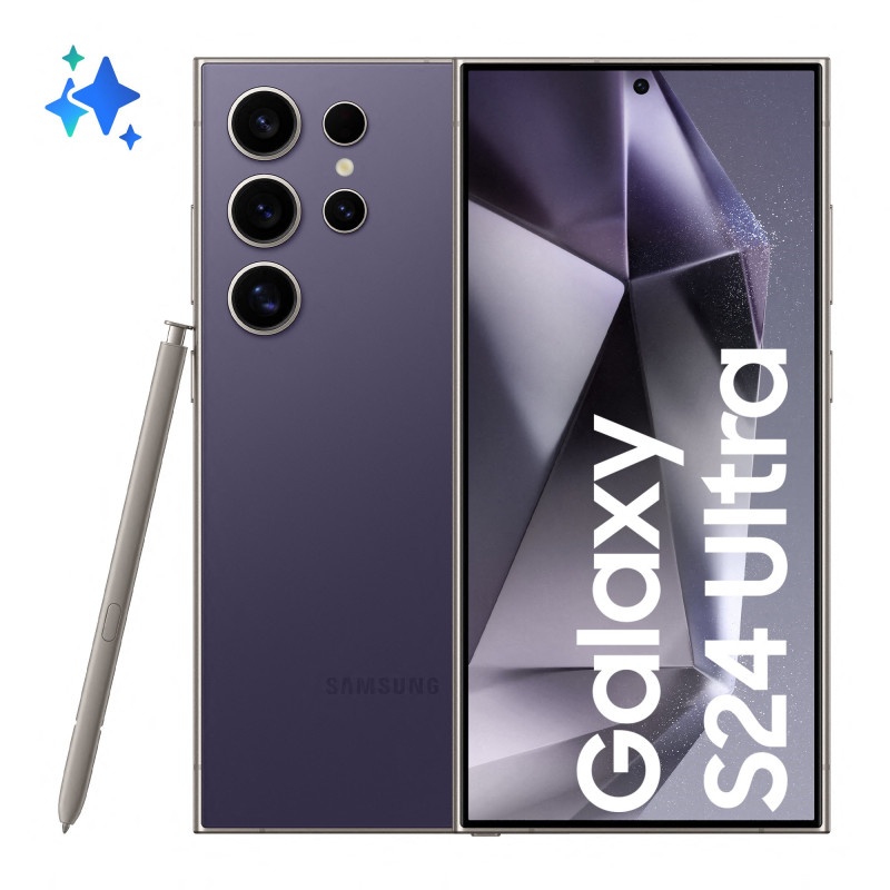 Samsung Galaxy S24 Ultra 17,3 cm (6.8") Double SIM 5G USB Type-C 12 Go 512 Go 5000 mAh Titane, Violet Samsung Galaxy S24 Ultra 17,3 cm (6.8") Double SIM 5G USB Type-C 12 Go 512 Go 5000 mAh Titane, Violet