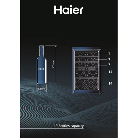 Haier Wine Bank 50 Serie 5 HWS49GA Refroidisseur de vin compresseur Pose libre Noir 49 bouteille(s)