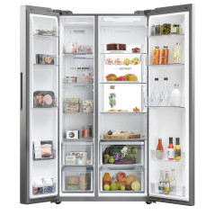 Haier HSW79F18ANMM frigo américain Encadré/Autoportant 611 L A Platine, Acier inoxydable