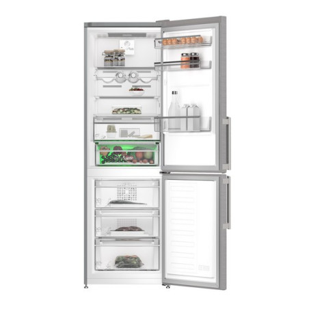 Grundig GKNE268E40FXN réfrigérateur-congélateur Pose libre 324 L E Acier inoxydable