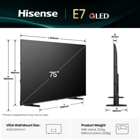 HISENSE 75 POUCES HIQLED 4K SMART TV