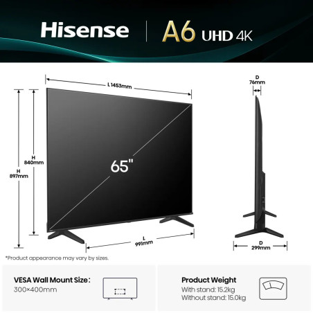 HISENSE 65 POUCES UHD 4K SMART TV